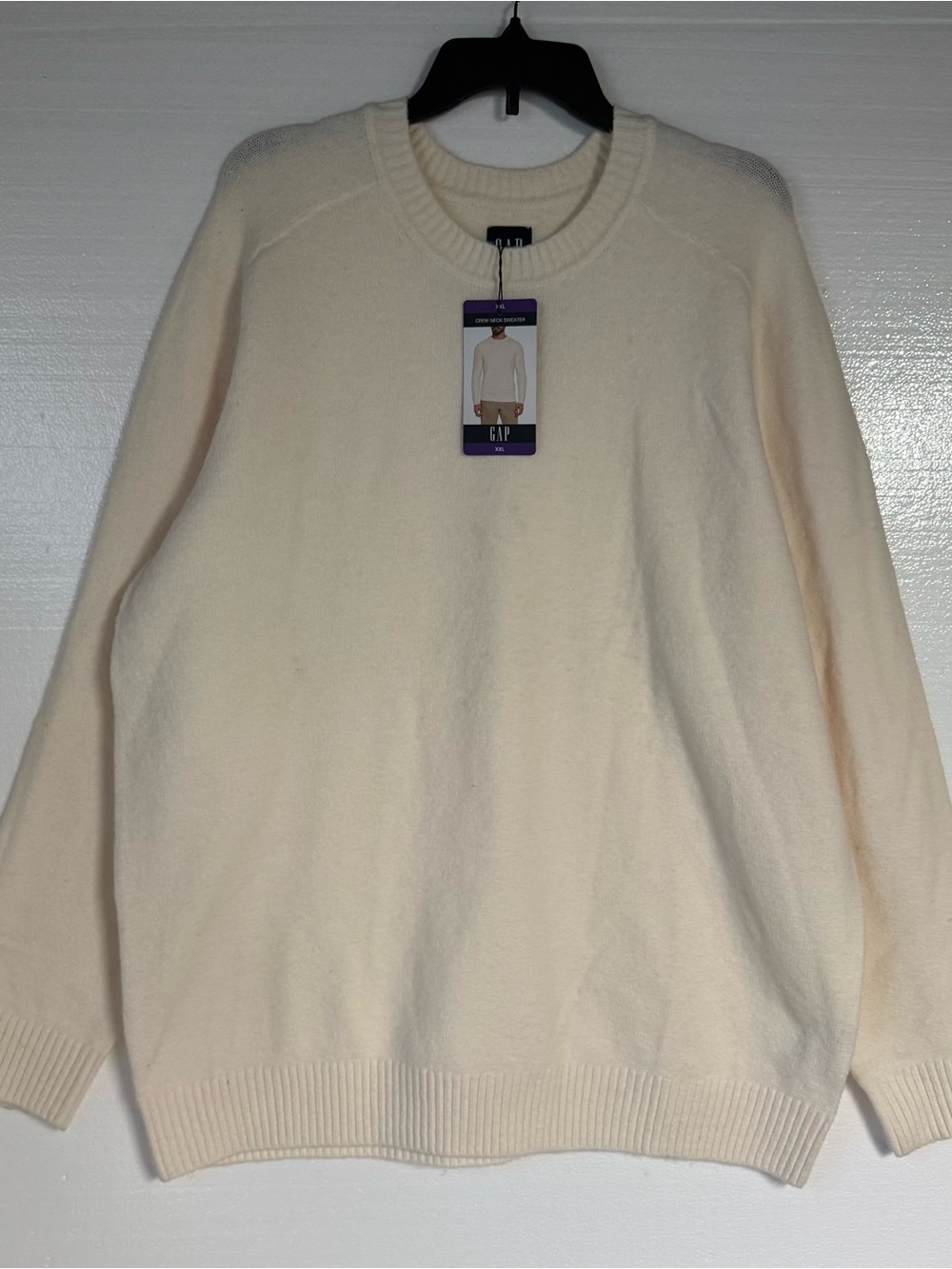 GAP Sweater Men XXL Cream Crewneck Thick Soft Wool Blend Long Sleeve Fall Winter